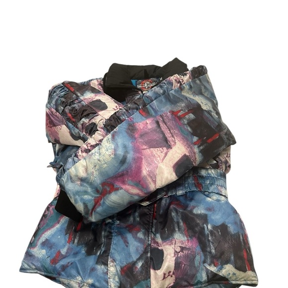 Vintage Polaris Snowmobile Puffer Jacket Thermoloft Belted Abstract Print size M - Picture 10 of 15